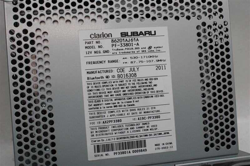 RADIO Subaru Legacy 2012 12 2013 13 2014 14 AM FM CD 1098271