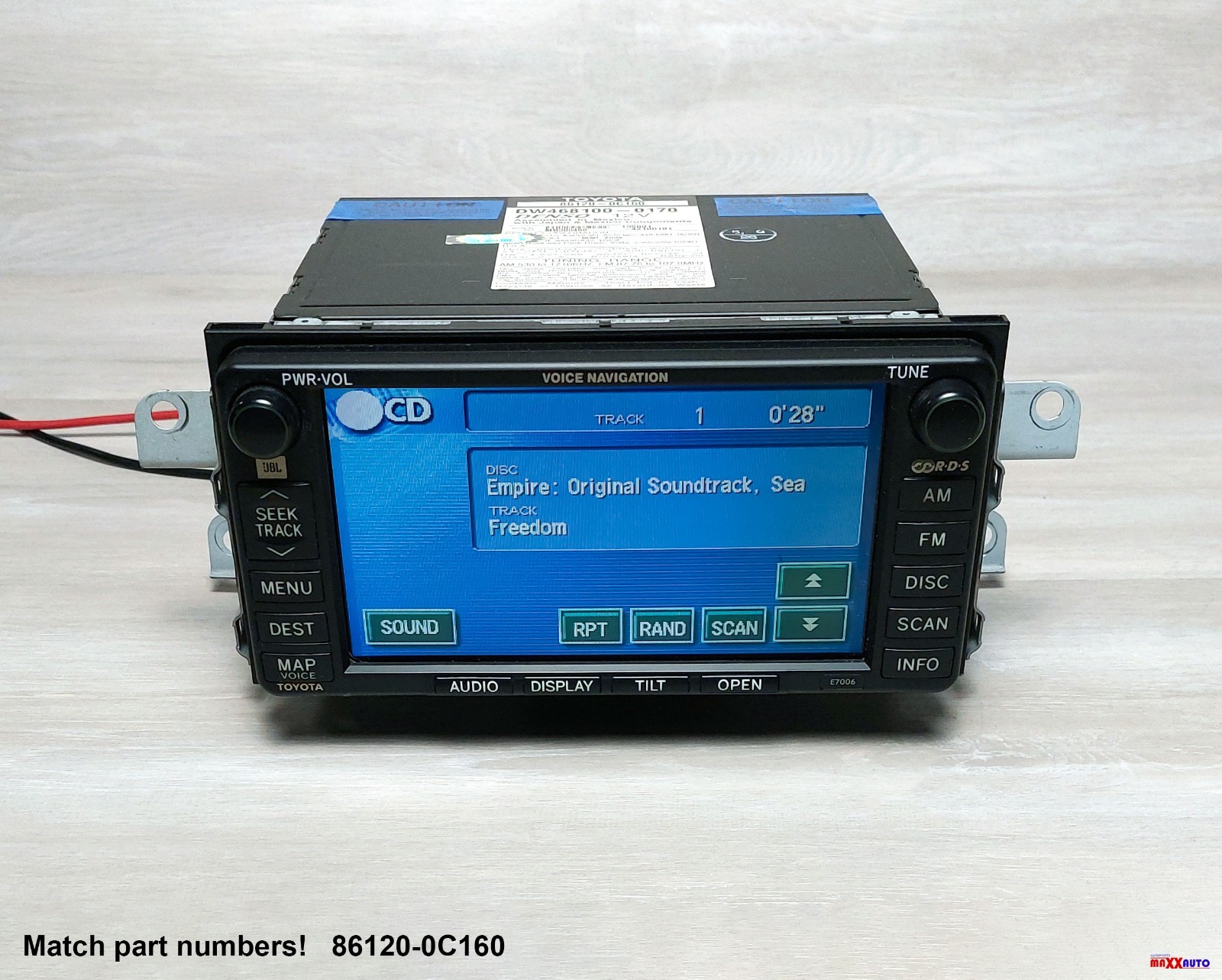 2004-2007 TOYOTA SIENNA TUNDRA NAVIGATION RADIO DISPLAY 86120-0C160 E7006 OEM