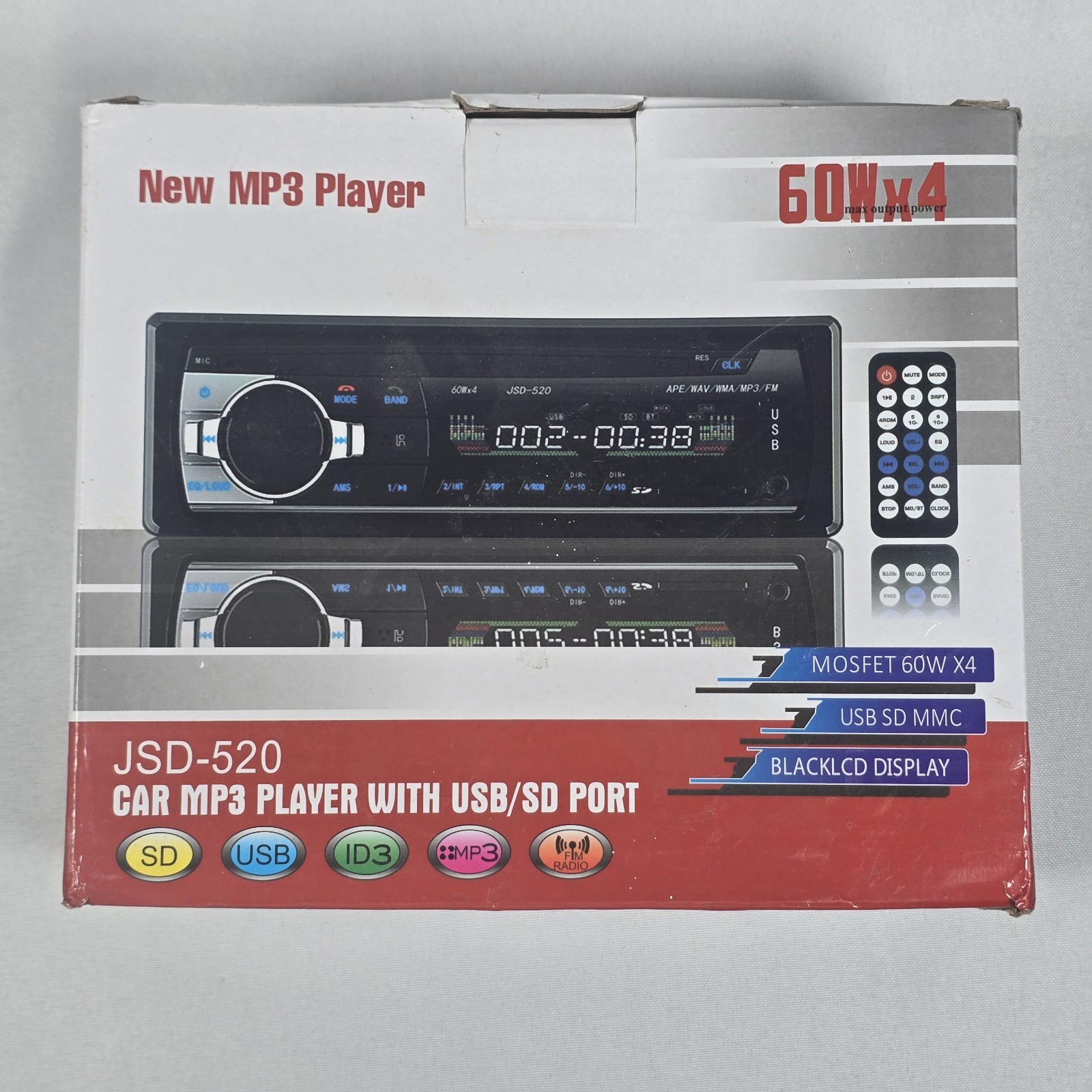 Car MP3 PLAYER USB SD Port FM Radio 60 Watts X 4 JDS-520 w/ Remote Open Box