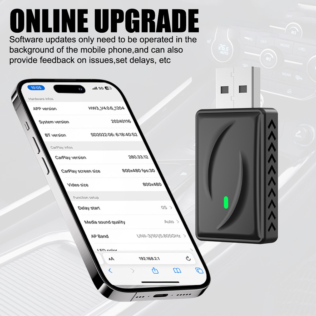 2 in 1 Wireless Android Auto Adapter Carplay Adapter USB Car Dongle Connect Box.