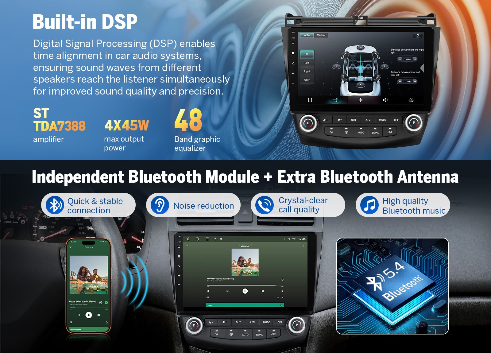 Eonon HAC1X7A Android Auto 14 4+64 Car Radio CarPlay for Honda Accord OTA Update