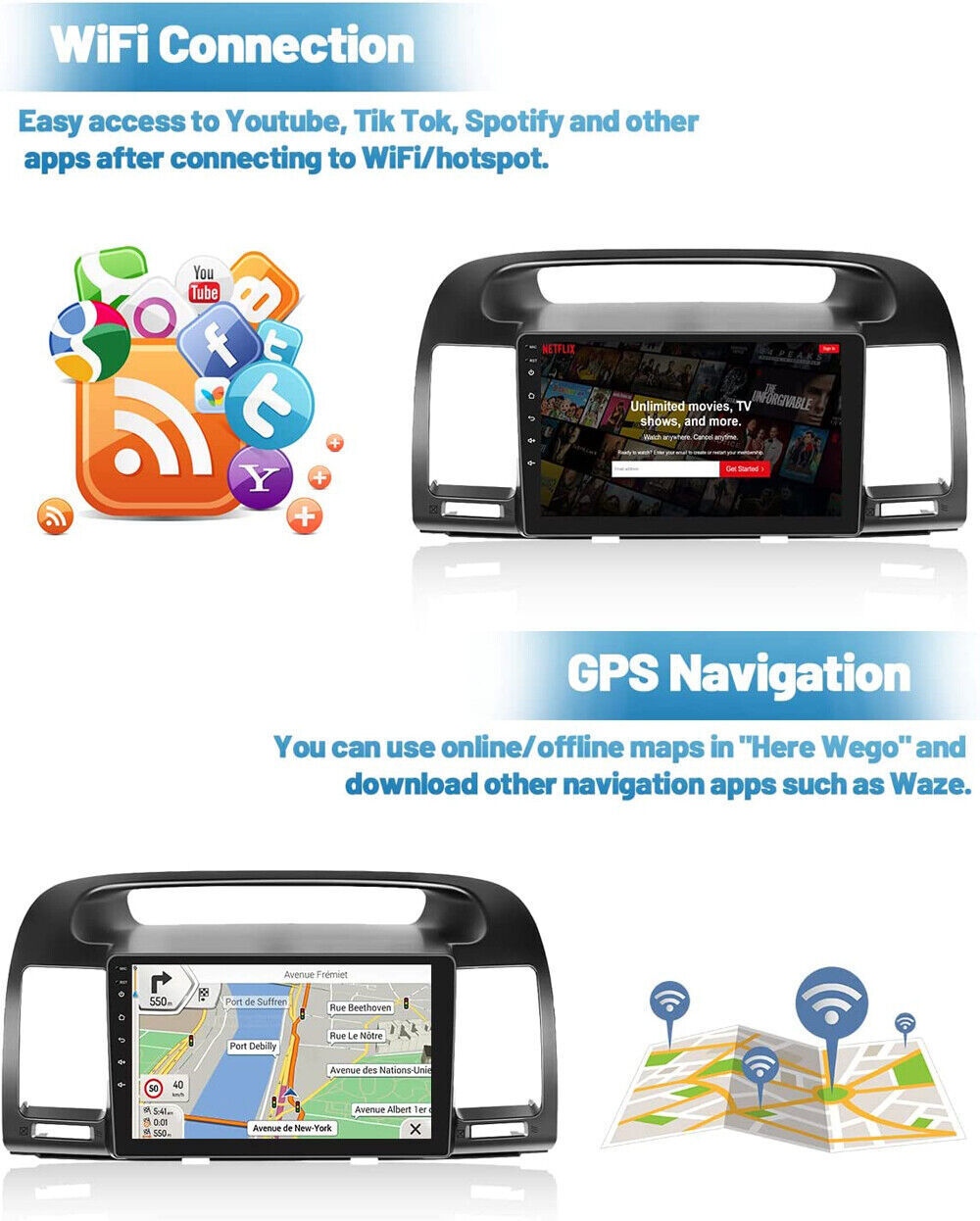 CarPlay For Toyota Camry 2000 2001 2002 2003 2004-2006 Radio GPS Stereo Android