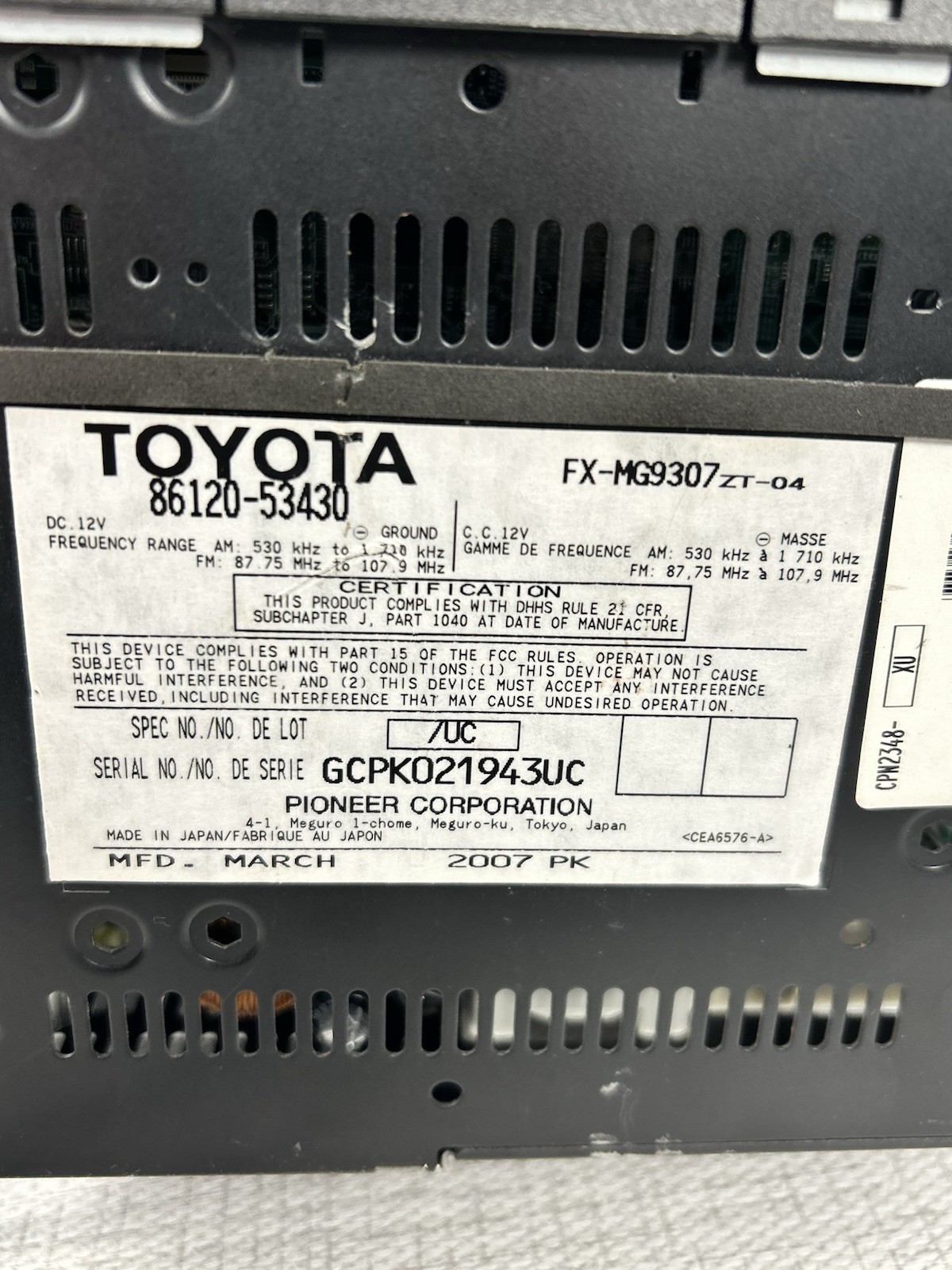 READ!!!06 – 09 LEXUS IS250 IS350 NAVI RADIO GPS STEREO UNIT SCREEN 86111-53050
