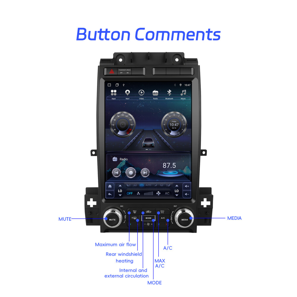 12.1″ Vertical Screen For Ford Taurus 2010-2018 Android 13 4+64GB GPS Car Radio