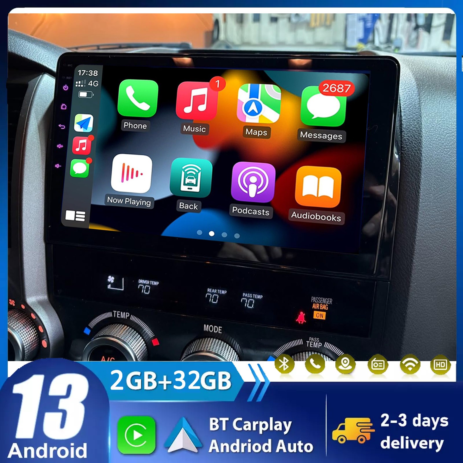 Apple Carplay For Toyota Tundra 2007-2013 Sequoia 2008-2019 Car Stereo GPS Radio