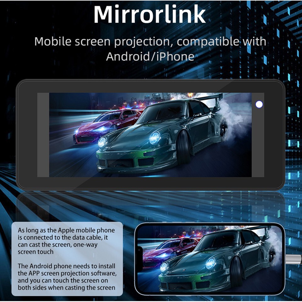 6.86inch Portable Car Stereo Player Wireless Carplay/Android Auto BT Mirror link