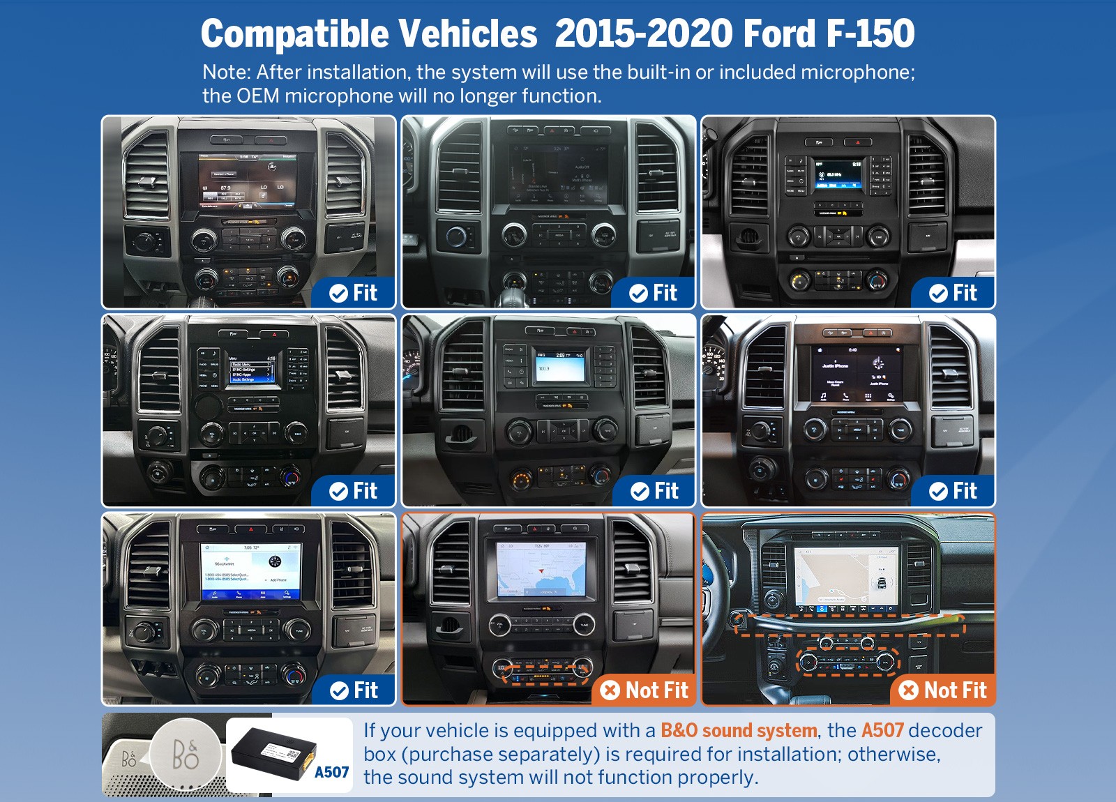 8-Core 12.1″ IPS Touch Screen Android Car Radio Stereo CarPlay 4G for Ford F-150