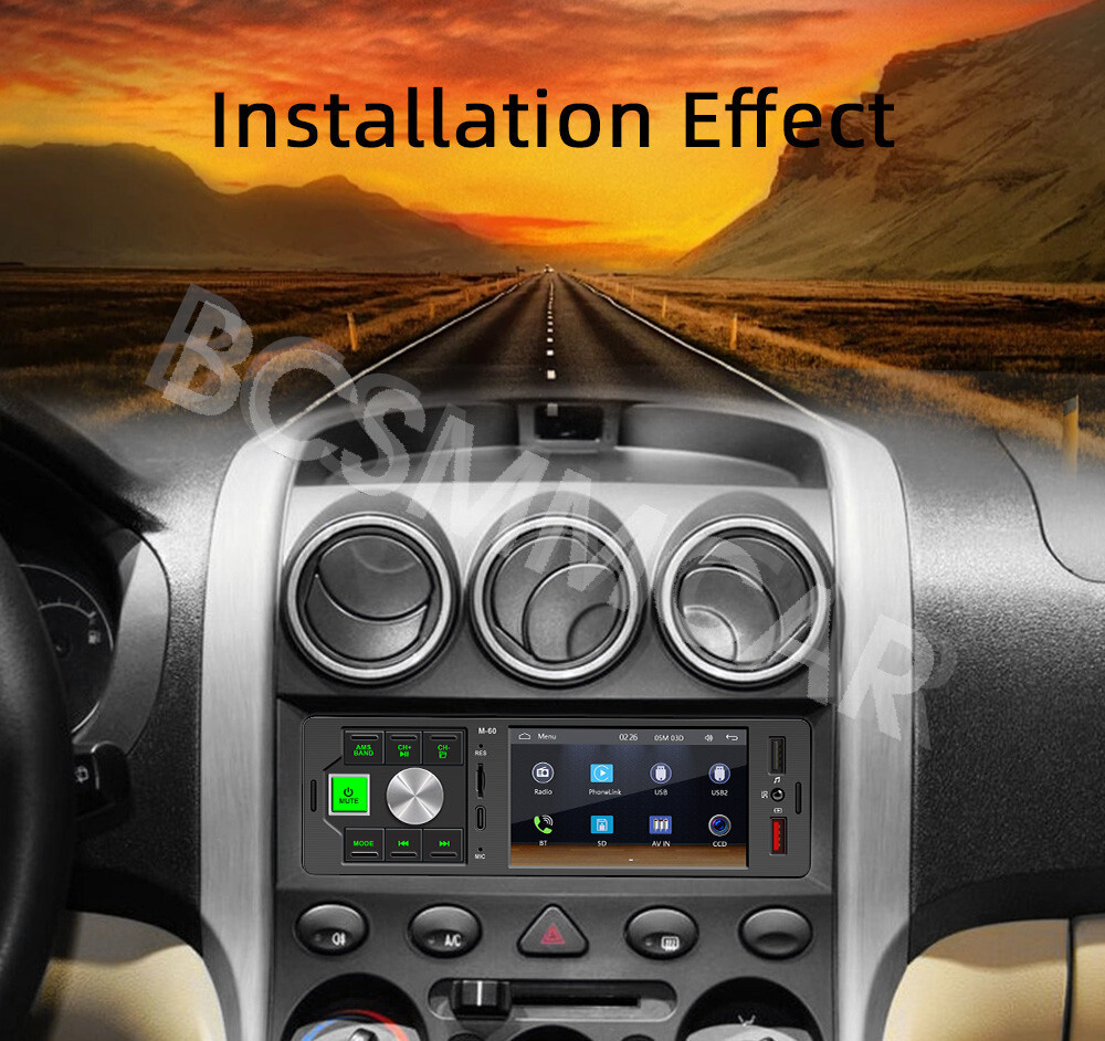 Single Din Car Stereo Radio 4.1in Touch Screen For CarPlay Android Auto BT AUX
