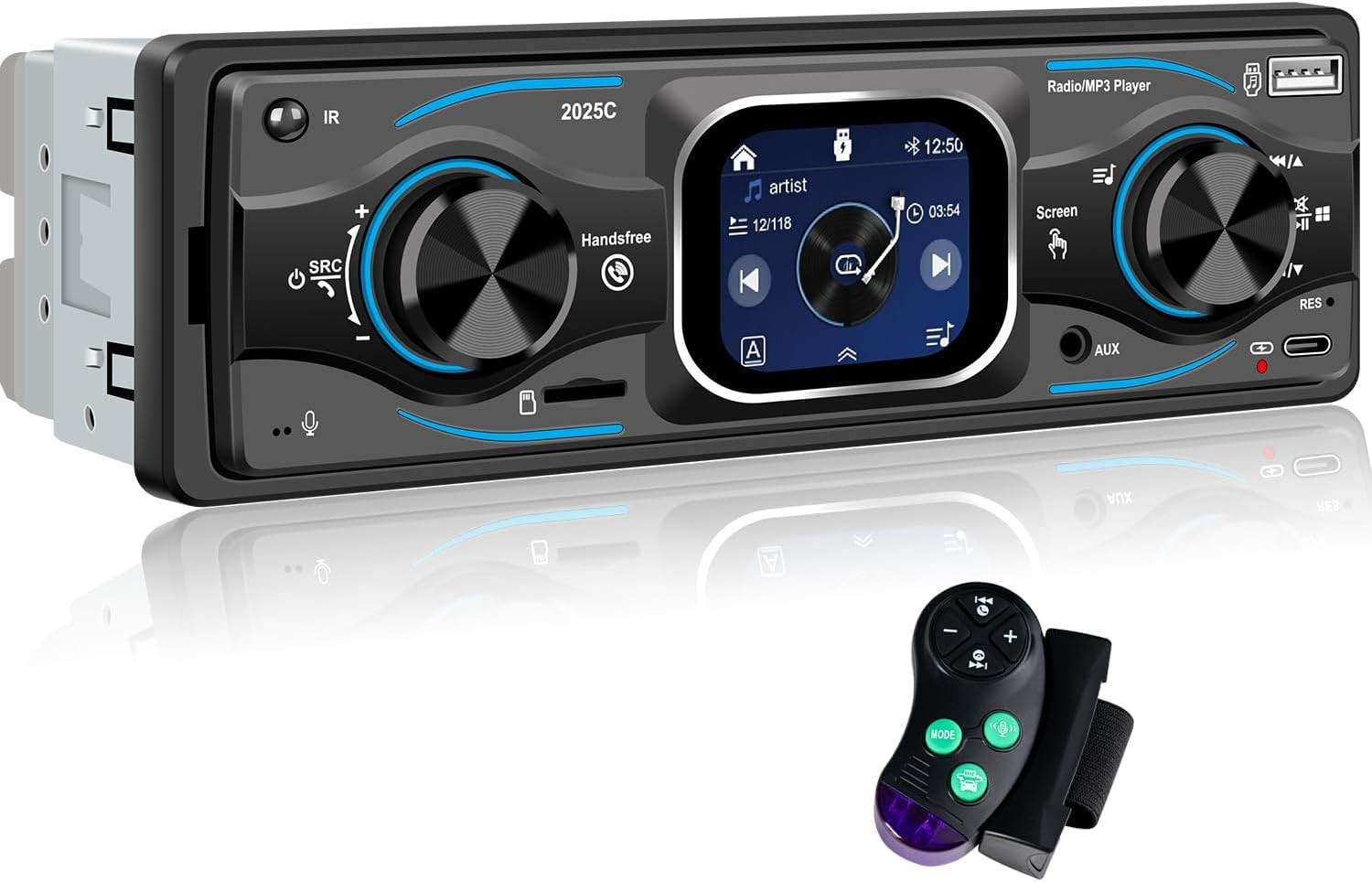 Car Stereo Single 1 DIN Radio MP3 Player Bluetooth AUX USB FM TF Audio Receiver