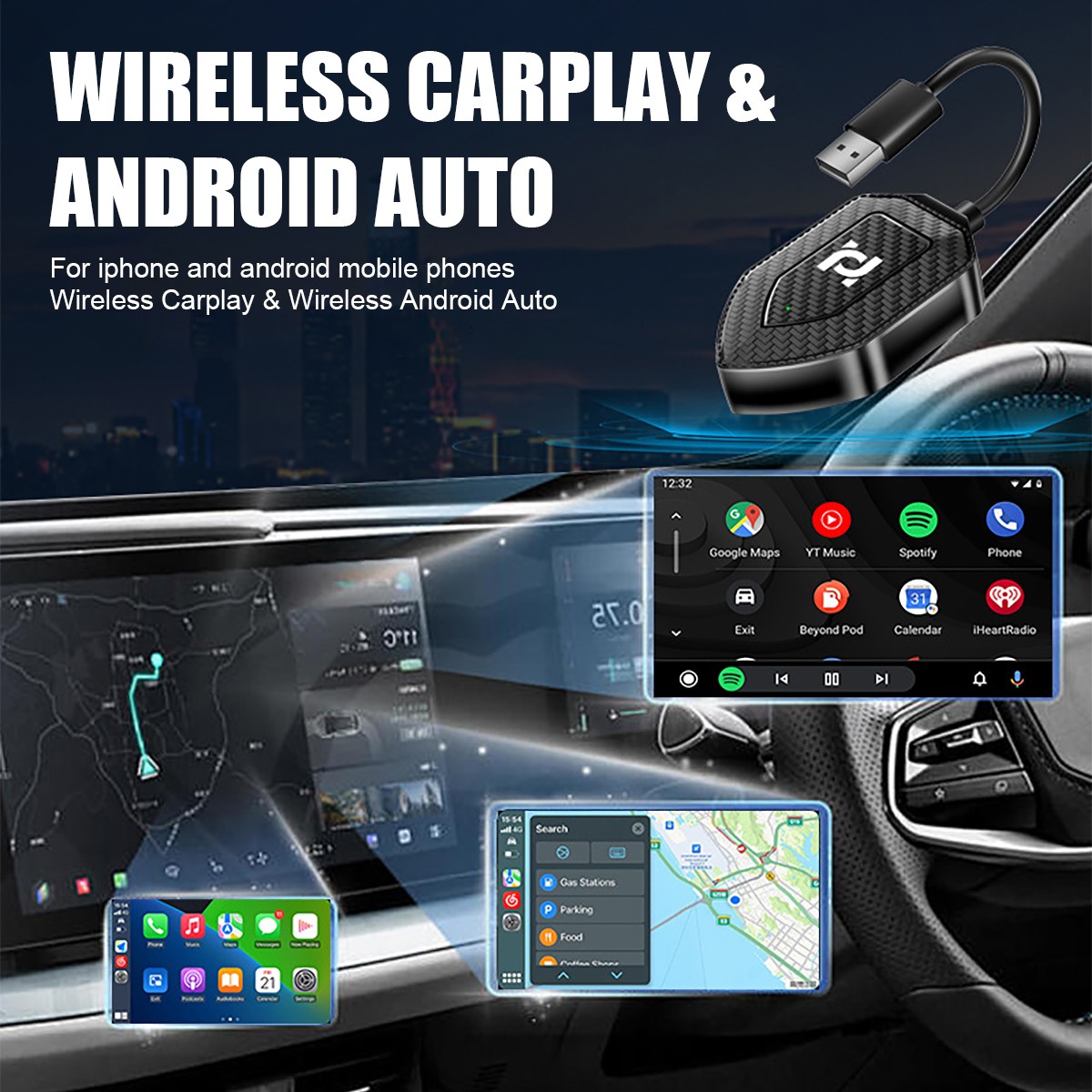 Auto Car Play Wireless Adapter CarPlay Wireless Adapter for iPhone IOS Android —