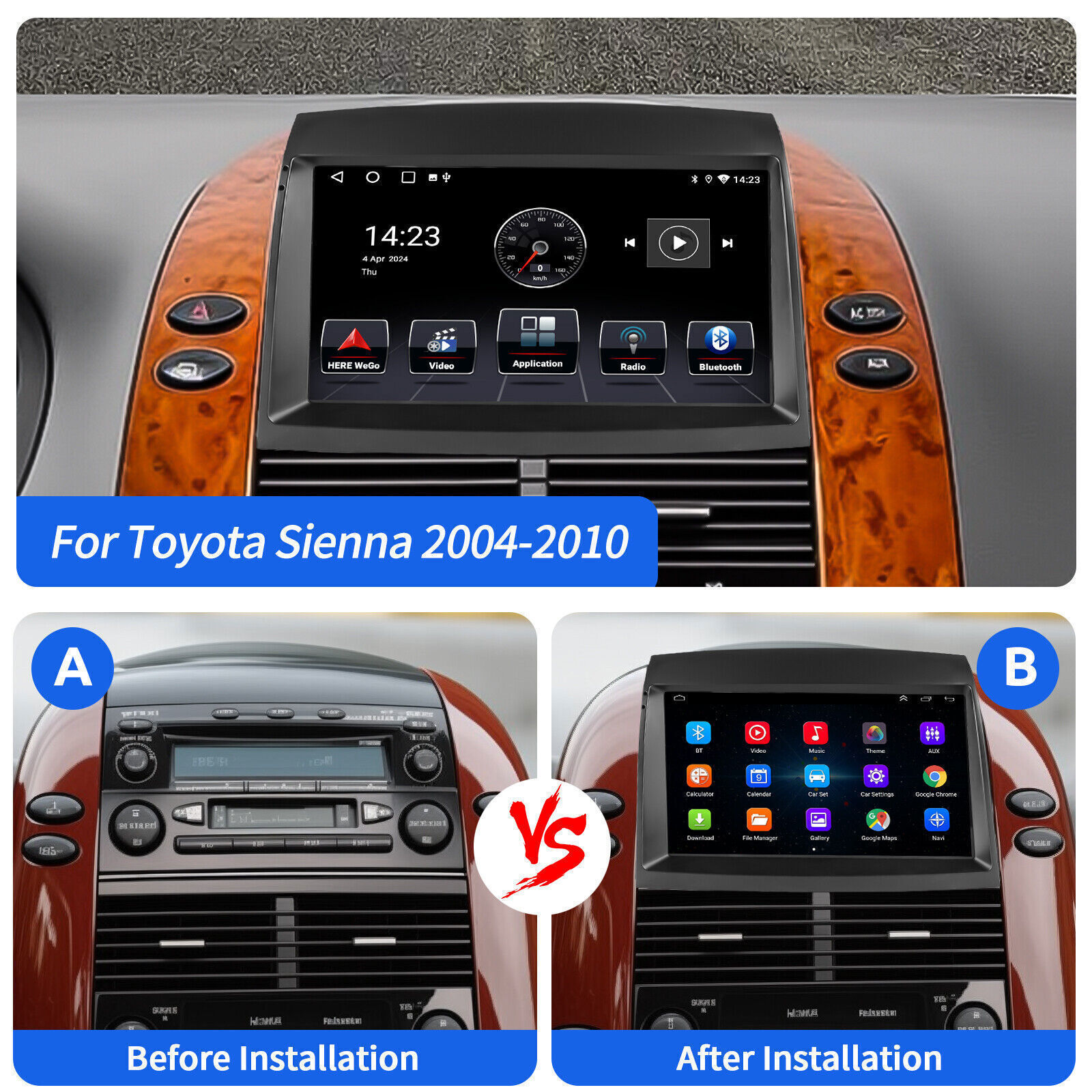 10.1” For Toyota Sienna 2004-2010 Android15 CarPlay Car Radio Stereo GPS 4+64GB