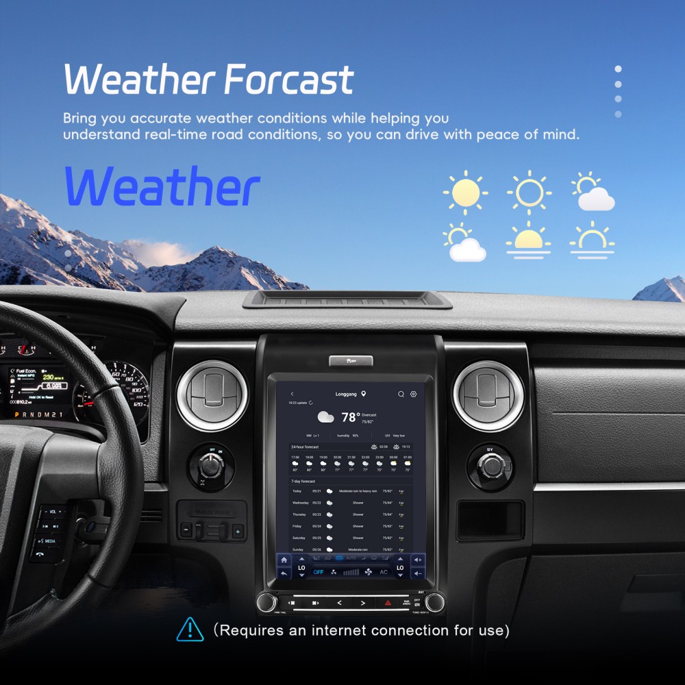 For Ford F150 2013 2014 12.1″ Android 13 Apple CarPlay Radio Stereo GPS 6+128GB