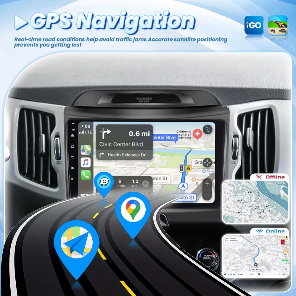 4+64GB Android 15 Carplay Car Stereo Radio For KIA Sportage 2011 2012 2013-2015