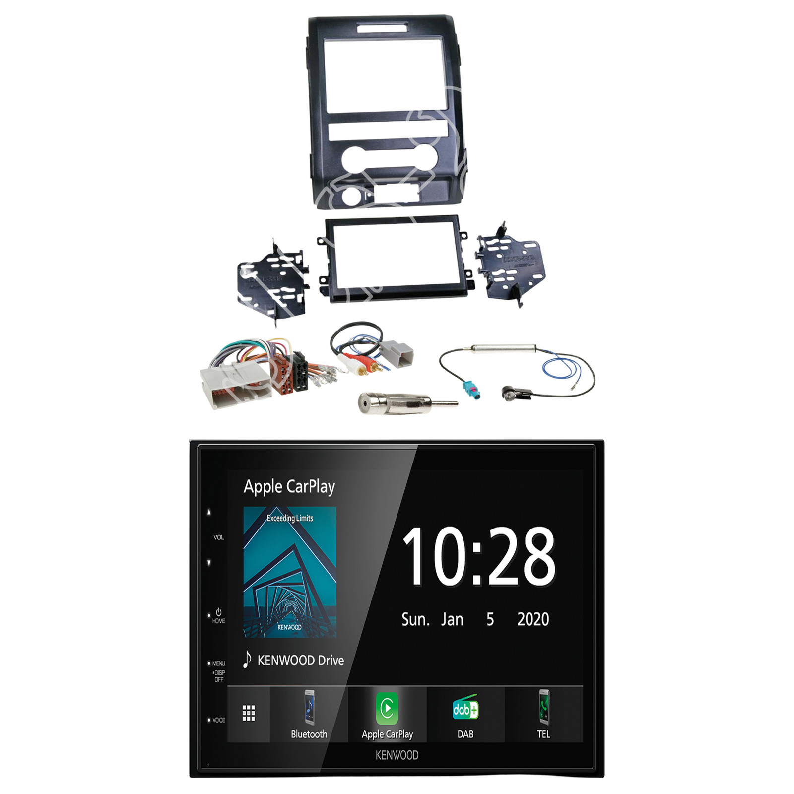 Kenwood DMX5020DABS Radio USB Bluetooth with installation kit for Ford F150 from 2009