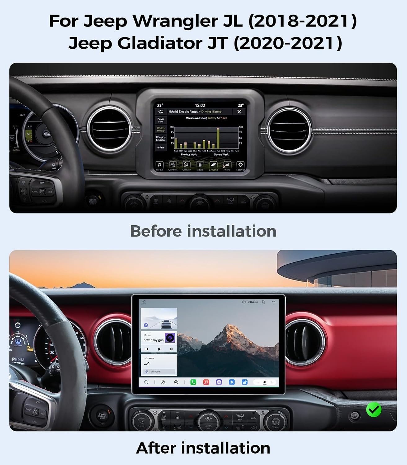 11.5”Car Radio for Jeep Wrangler JL & Gladiator JT Stereo 2018-2021 with 4806