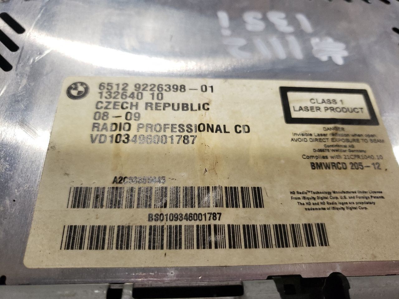 CD Player Radio Receiver – 2010 BMW 135I E82 N54 – 10-11 OEM 9226398