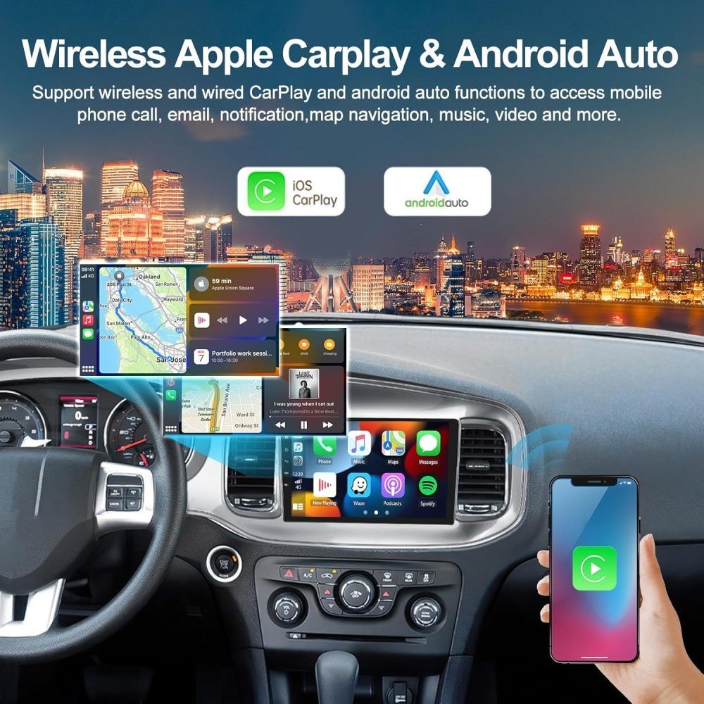 4+64GB Android 15 Car Stereo Radio GPS Navi Carplay For Dodge Charger 2011-2014
