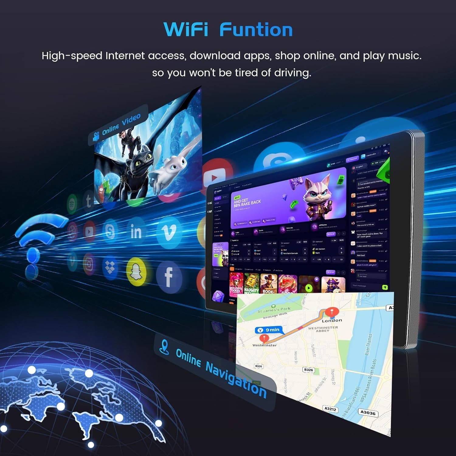 For Mazda 2 2011-2014 9 Inch Touch Screen Car Radio 4+64GB WiFi GPS Head Unit