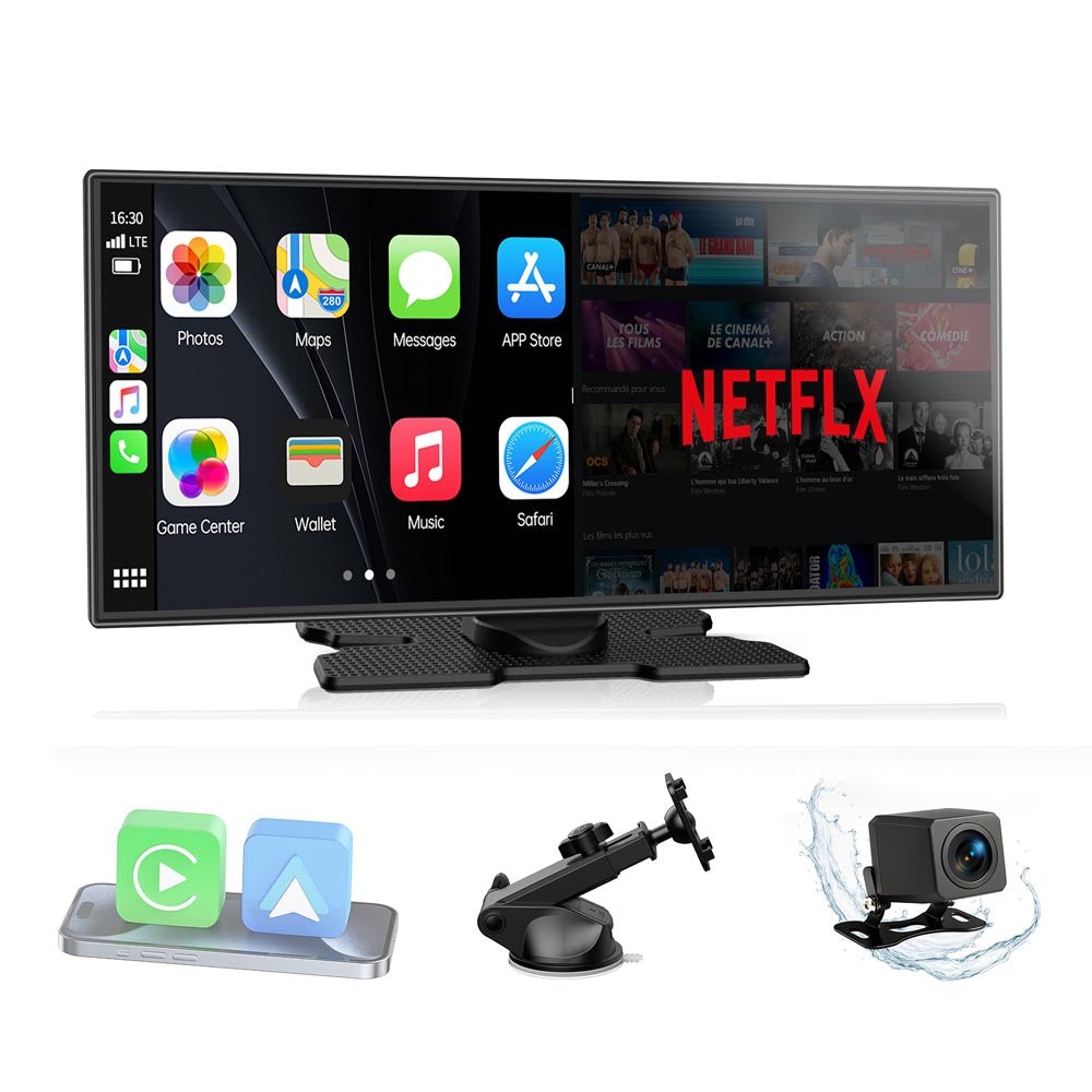 Portable Wireless CarPlay and Android Auto 10.25″ Touch Screen with Net-Flix