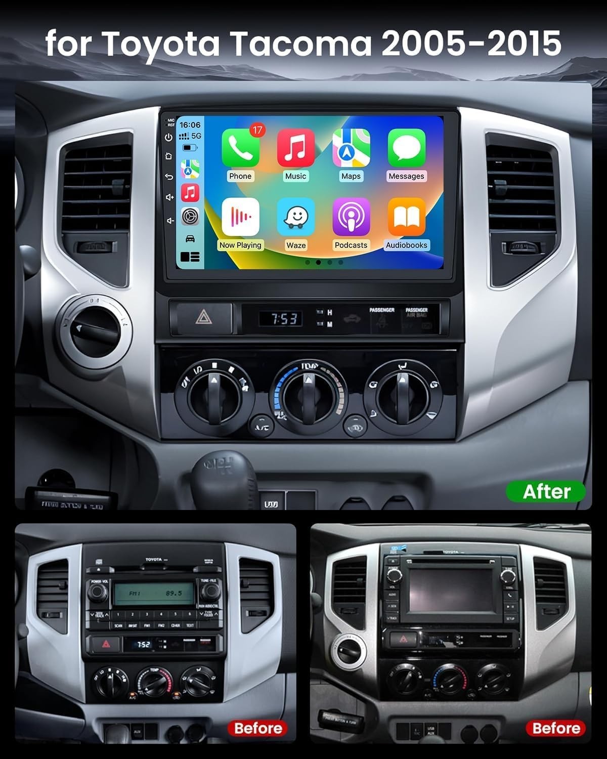 4Core+64G Car Radio for Toyota Tacoma 2005-2015 Android 12 GPS 9-inch 5G WiFi FM
