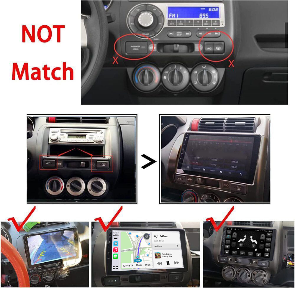 9” Car Radio Stereo GPS WiFi BT For Honda Fit Jazz 2006-2008 Carplay Android 14