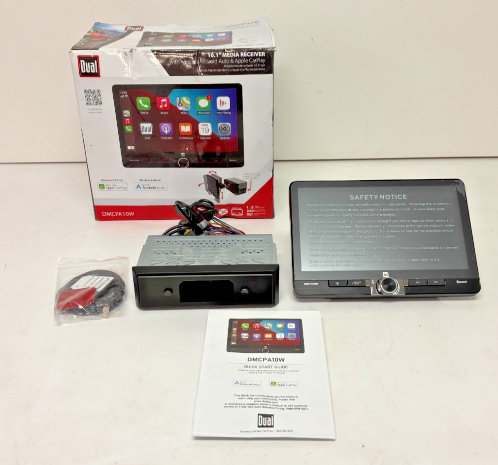 Dual Electronics DMCPA10W 10.1″ Touch Screen 240-Watt CarPlay/Android Receiver