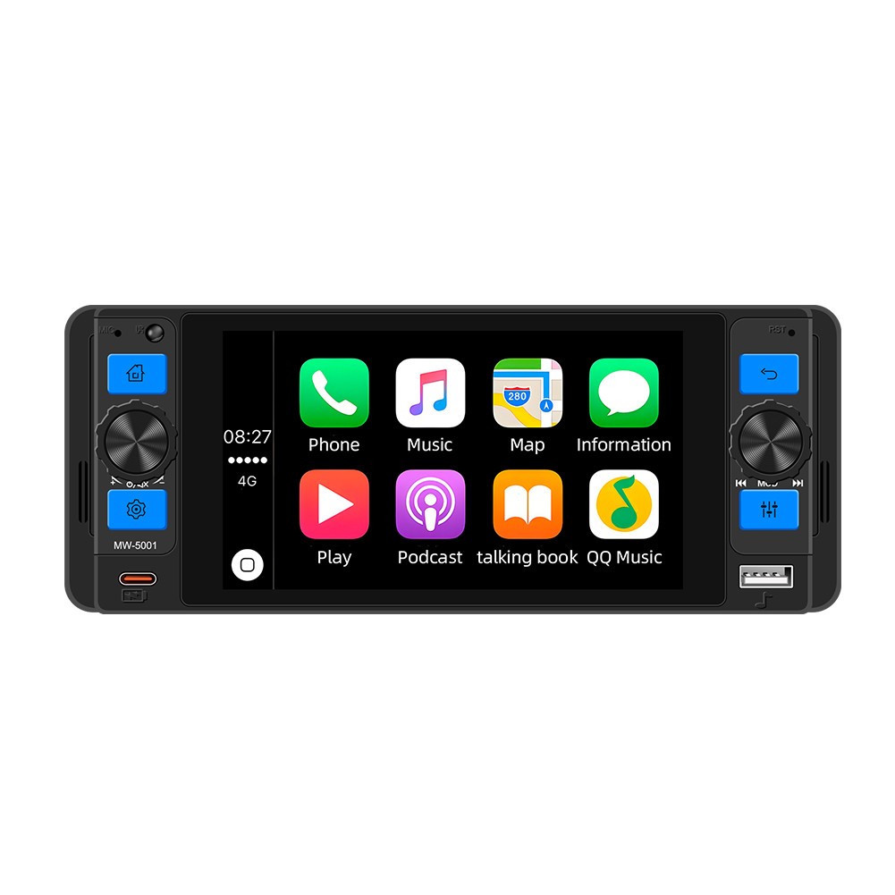 Car Radio Stereo FM/RDS HD LCD Screen USB Type-C Remote control W/Free Camera