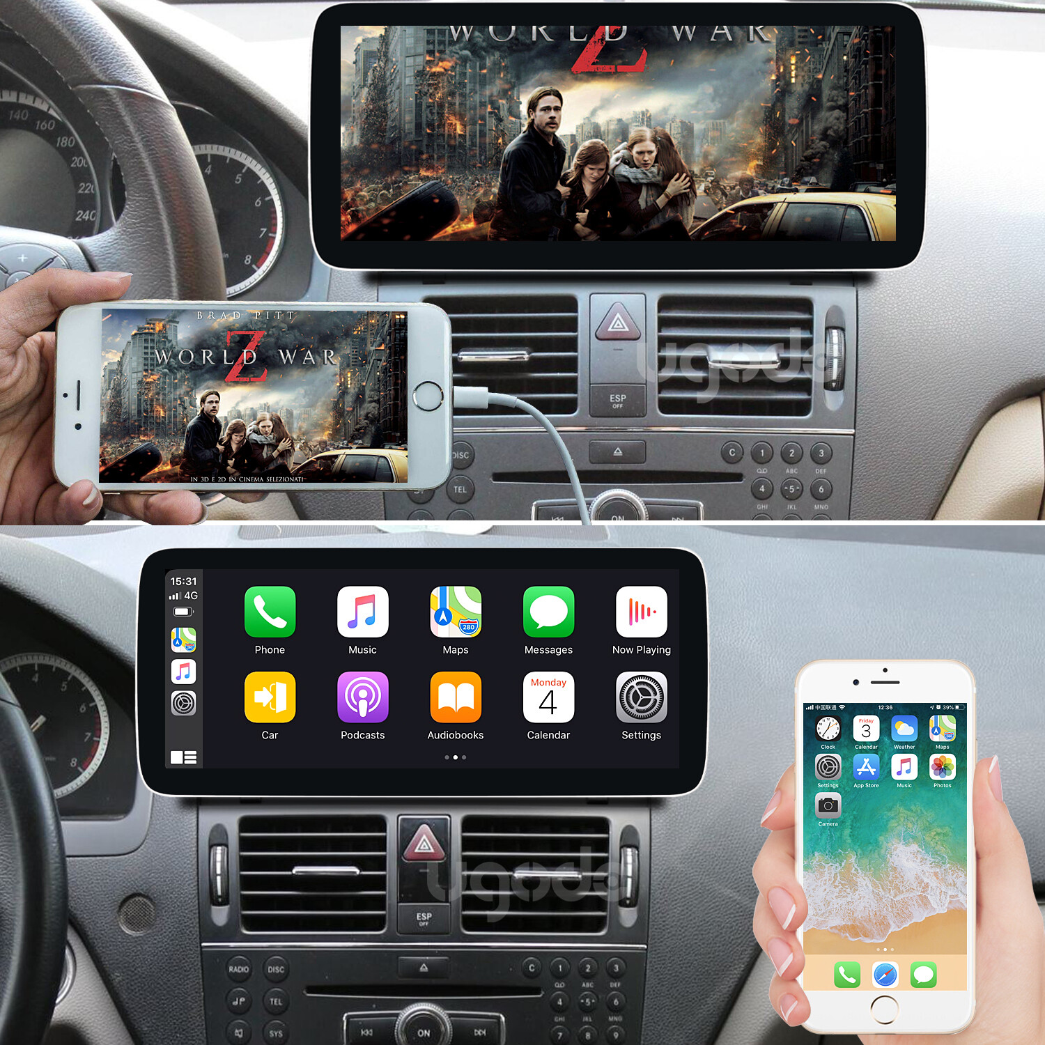 12.3in W204 Android13 Screen Display Multimedia GPS Mercedes Benz C 2007-2010