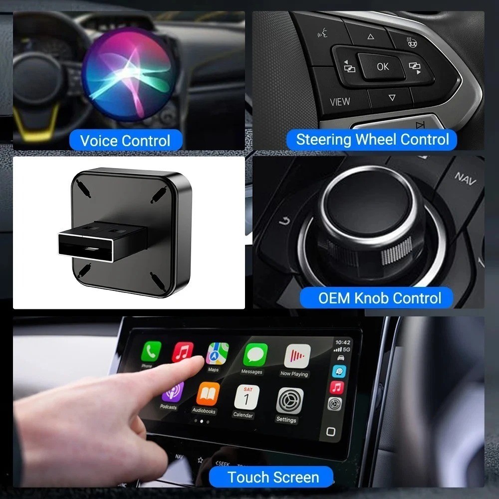 Wireless CarPlay Adapter for Apple iPhone & Android Auto USB Adapter Plug & Play