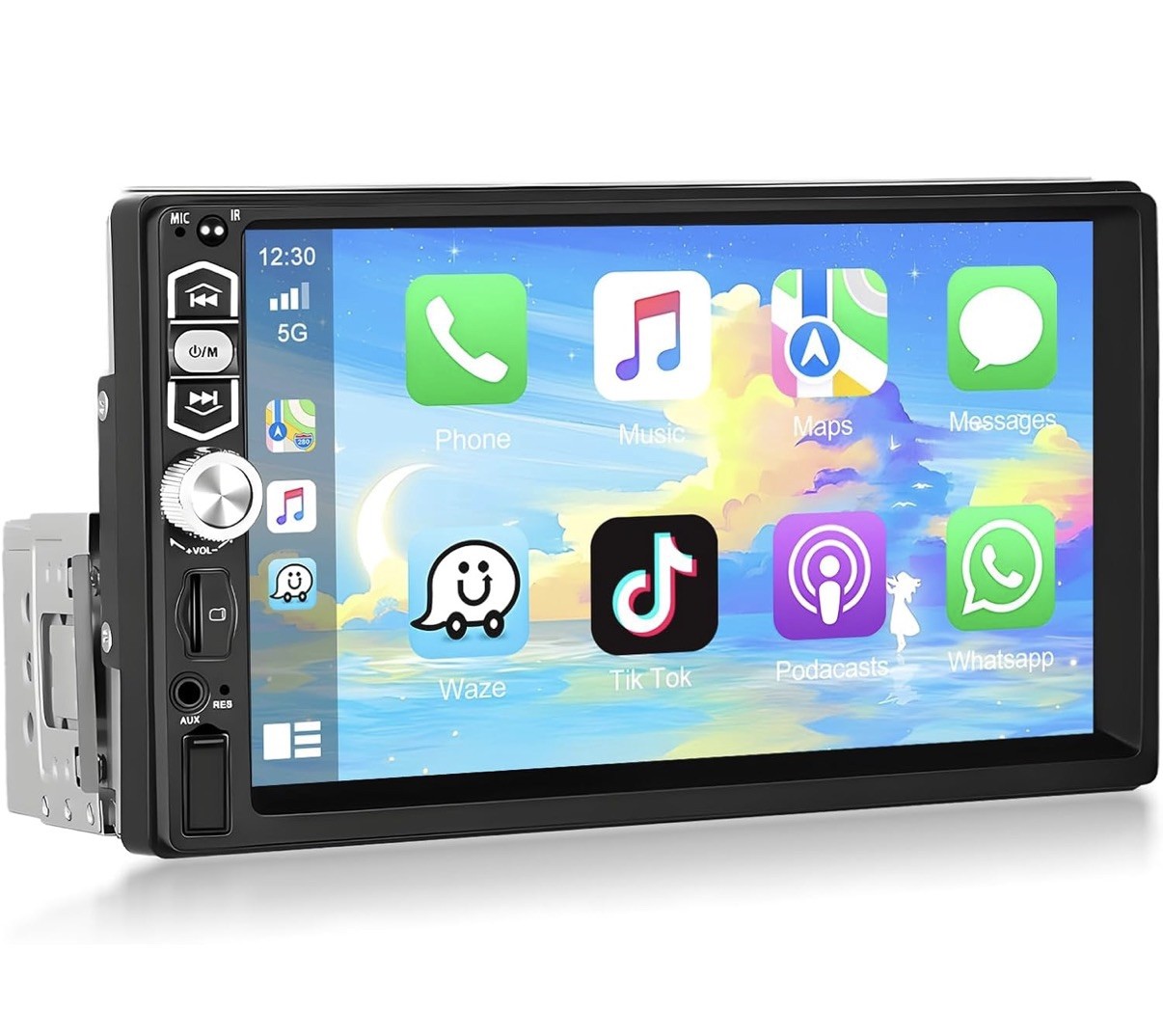 Podofo CarPlay Android Auto Single Din Car Stereo, 7″ HD Touchscreen 1 Din
