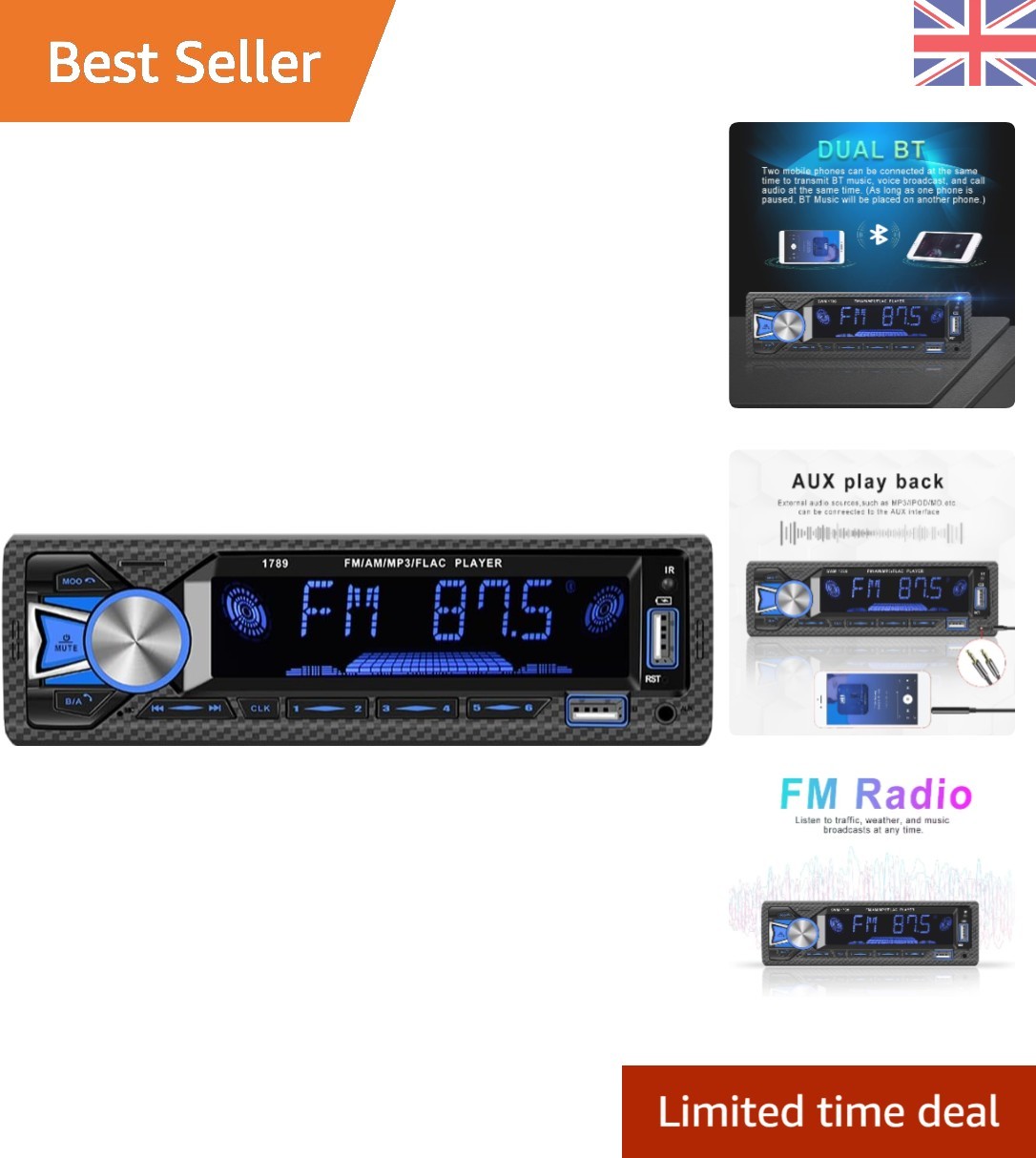 Digital Bluetooth Car Stereo – Single DIN FM Audio System with Dual USB Ports