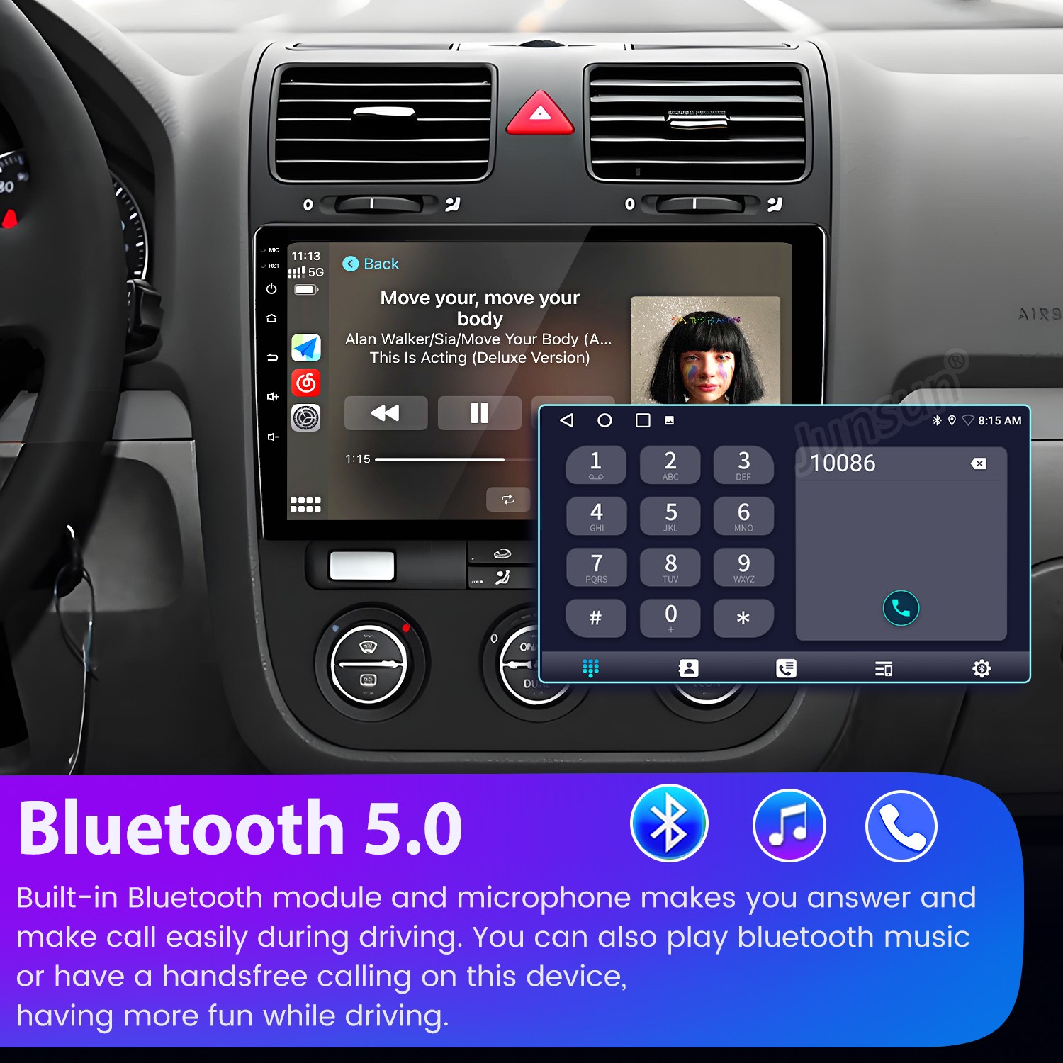 8Core 6+128G Carplay Android 15 Car Stereo Radio GPS Navi For VW Jetta 5 05-2010