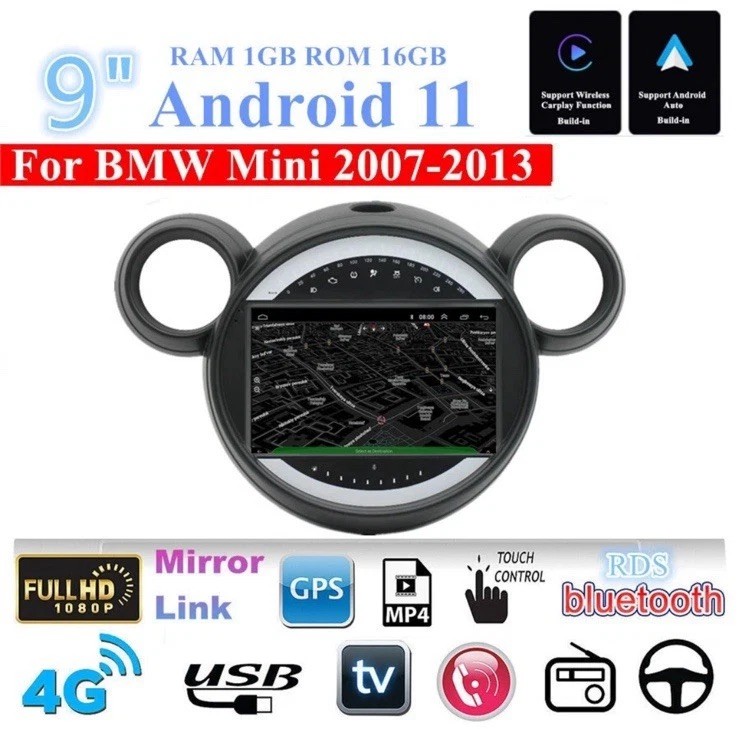9″Android Car Radio GPS For BMW MINI / MINI COOPER 2007-2013 Support Carplay