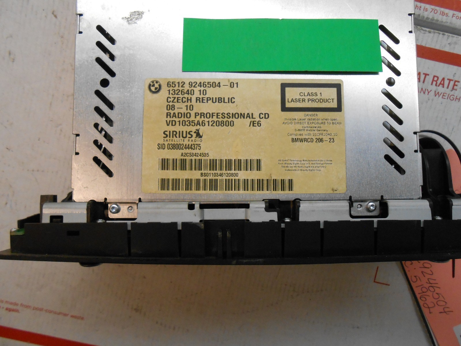 2011 BMW 135 SIRIUS AM/FM CD PLAYER RADIO 65129246504 IC 51962 RG0355