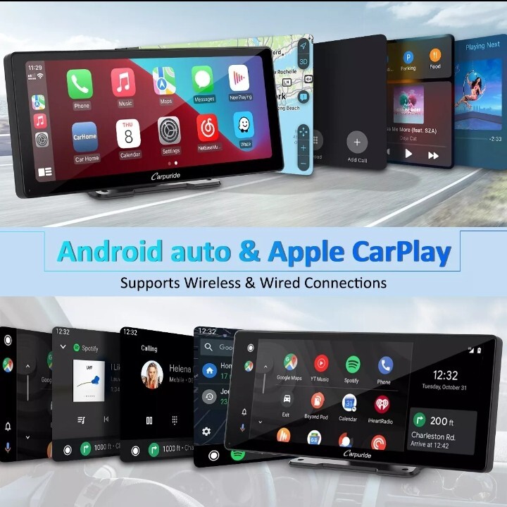 Carpuride W103PRO Portable Car Stereo Audio Wireless Apple CarPlay Android Auto