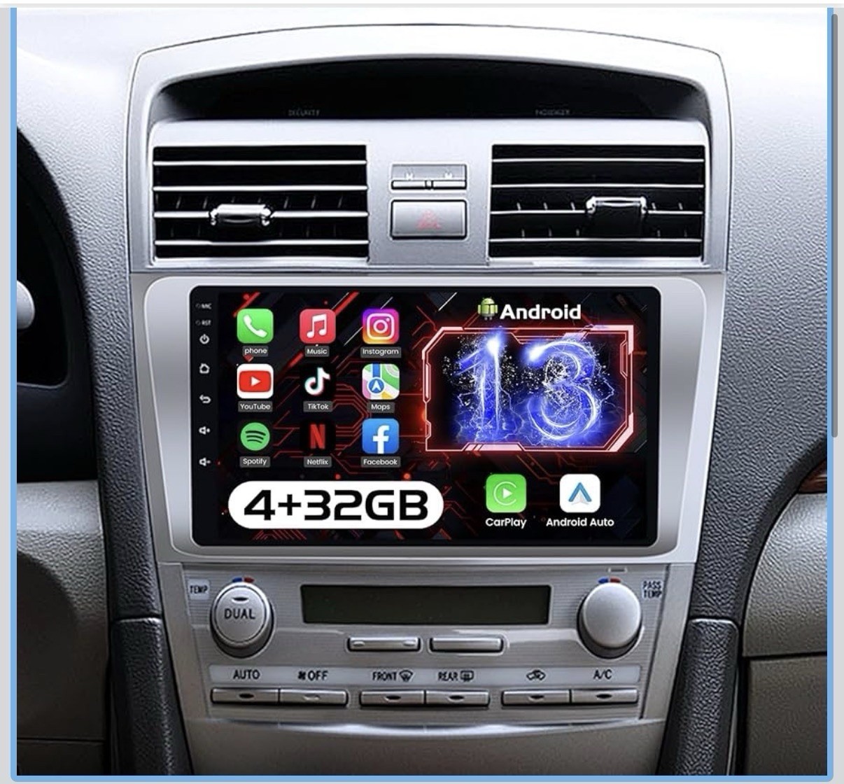 Wireless Carplay Radio for Toyota Camry 2006-2011 Android 13 GPS Navi WiFi BT