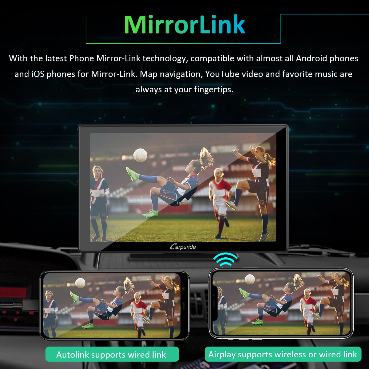 Carpuride 9 Inch Wireless Carplay & Android Auto Car Play Mirror Link Bluetooth