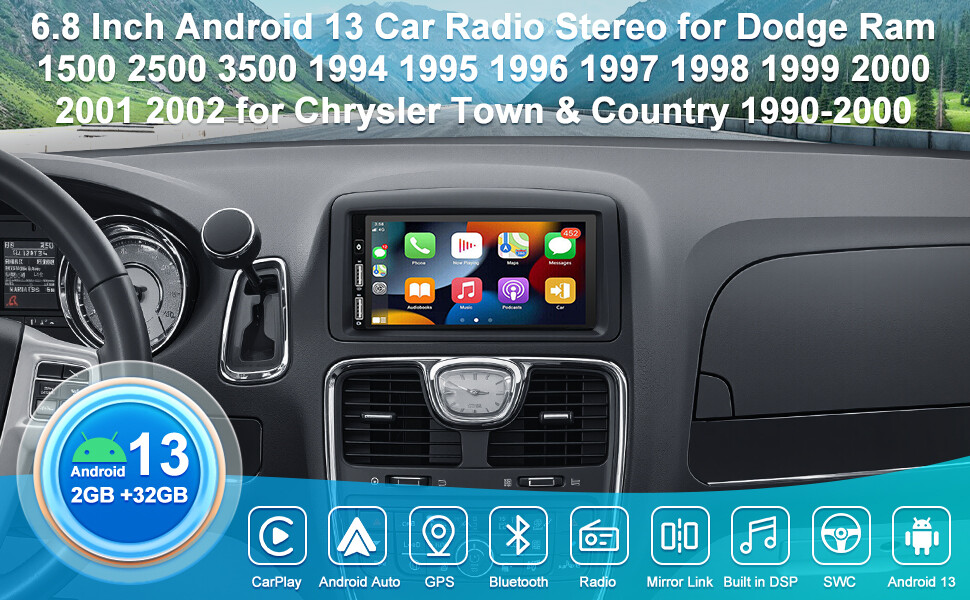 6.86” Car Stereo Radio For Jeep Grand Cherokee 93-98 Wrangler 97-02 Head Unit