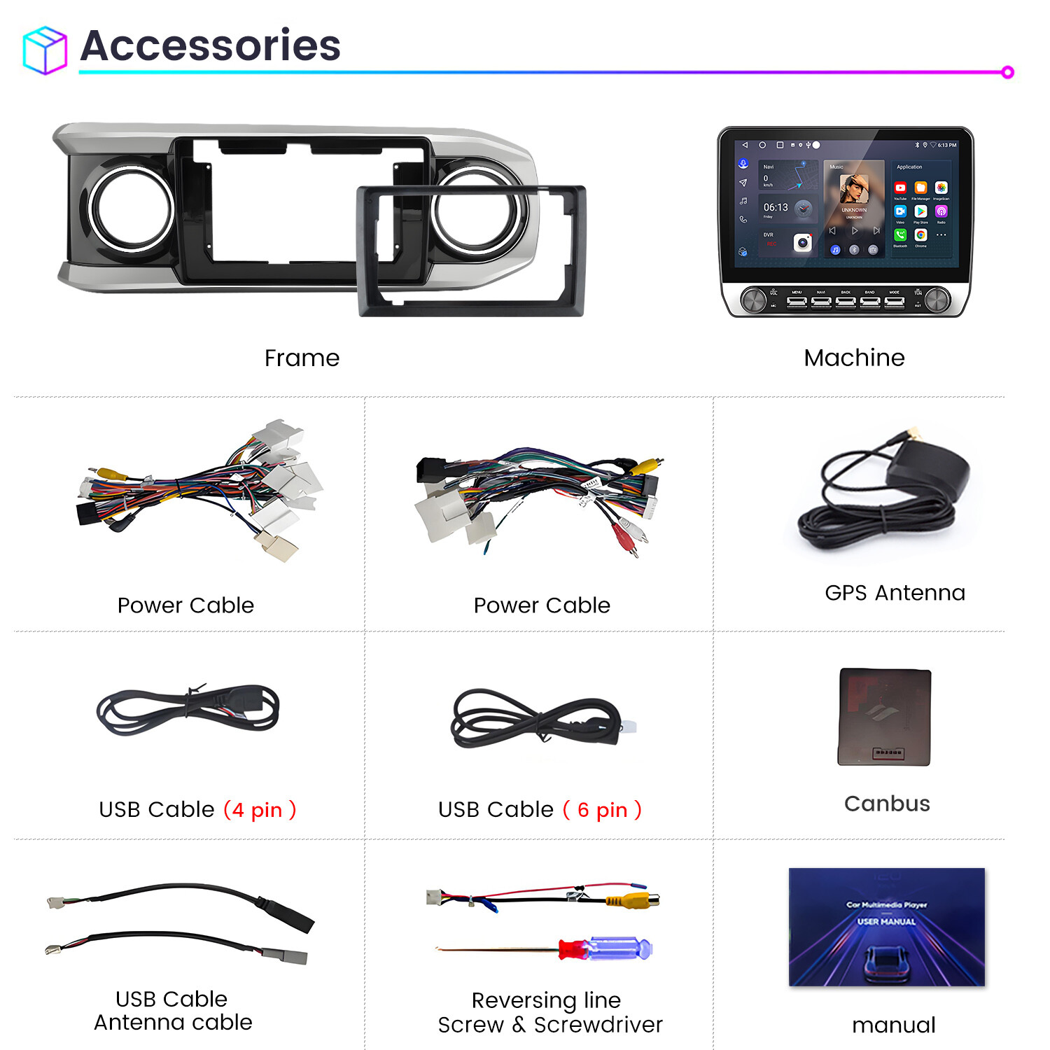 Android15 Apple Carplay For Toyota Tacoma 2016-2022 Car Stereo Radio GPS RDS SWC