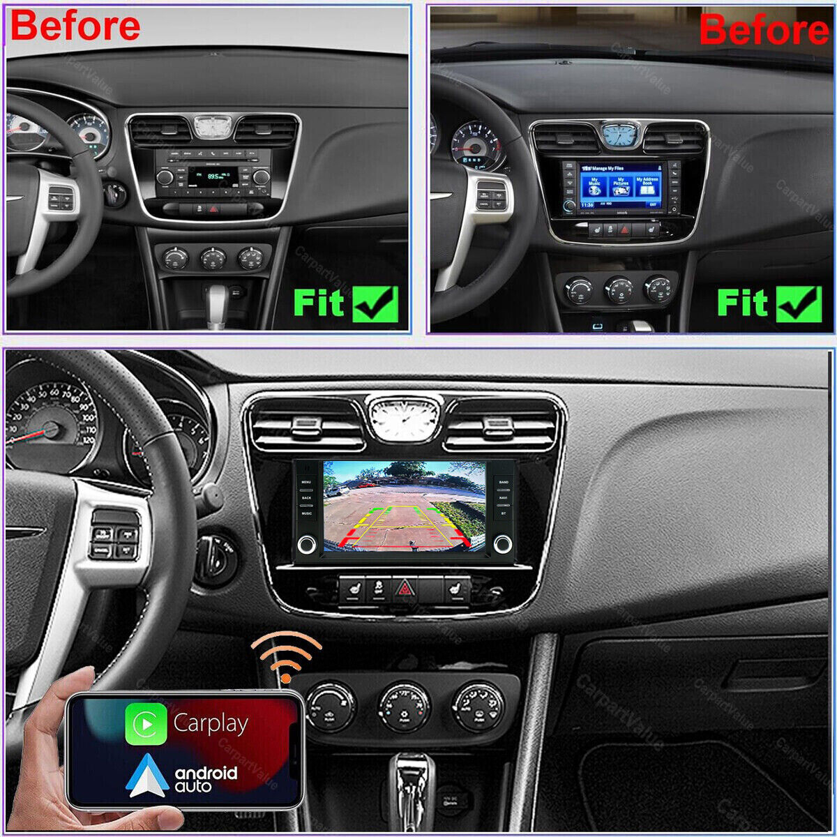 For Chrysler 200 2011-2014 Car Stereo Radio GPS Radio Android12 Carplay 2+32GB