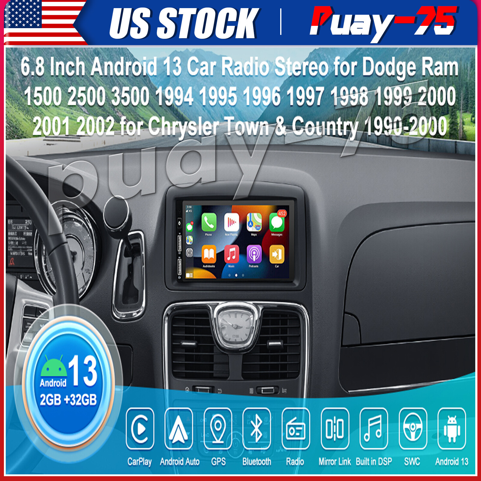 6.86” Car Stereo Radio For Jeep Grand Cherokee 93-98 Wrangler 97-02 Head Unit