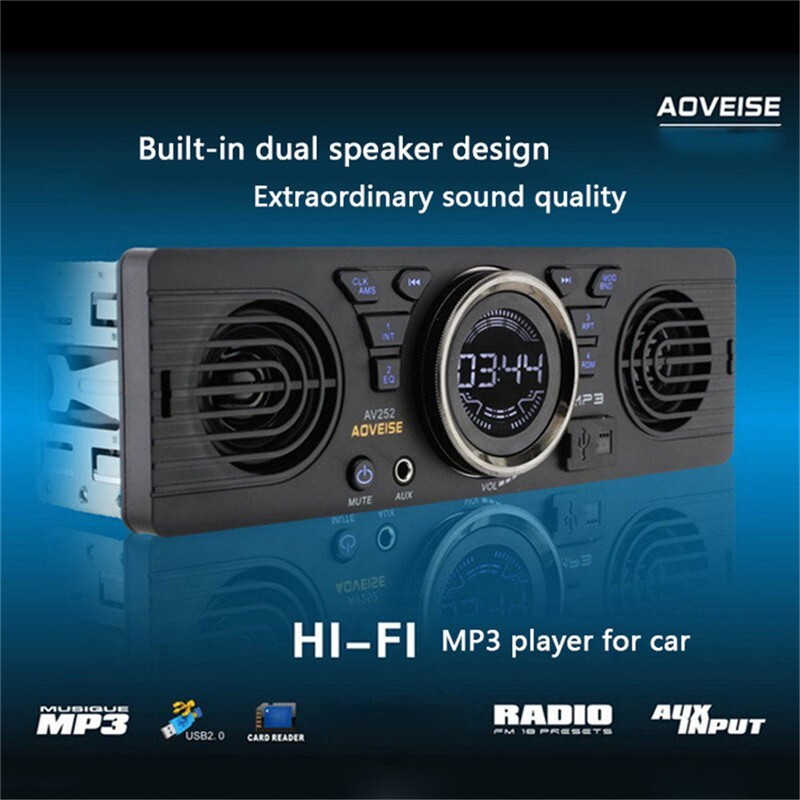 1 Din Car Stereo Radio In-Dash MP3 Player Bluetooth Built-in 2 Speaker AUX TF FM