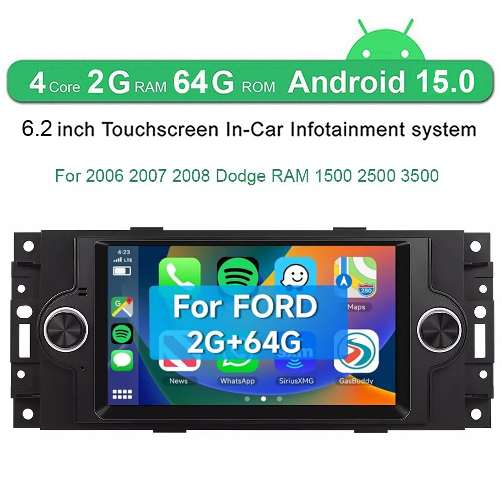 For 2006-2008 Dodge RAM 1500 2500 3500 Android 15 CarPlay Car Stereo Radio GPS
