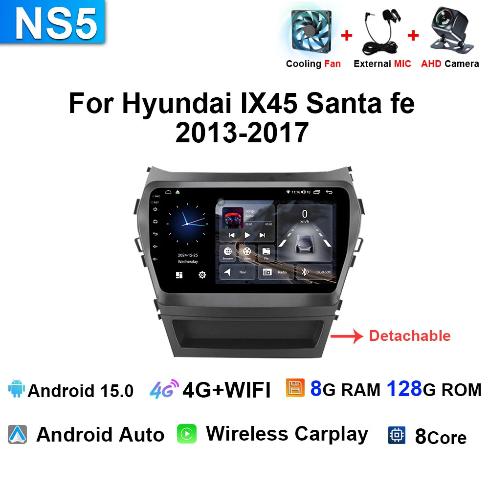 For Hyundai IX45 Santa Fe 2013-2017 Car Radio Multimedia CarPlay GPS Navi Stereo