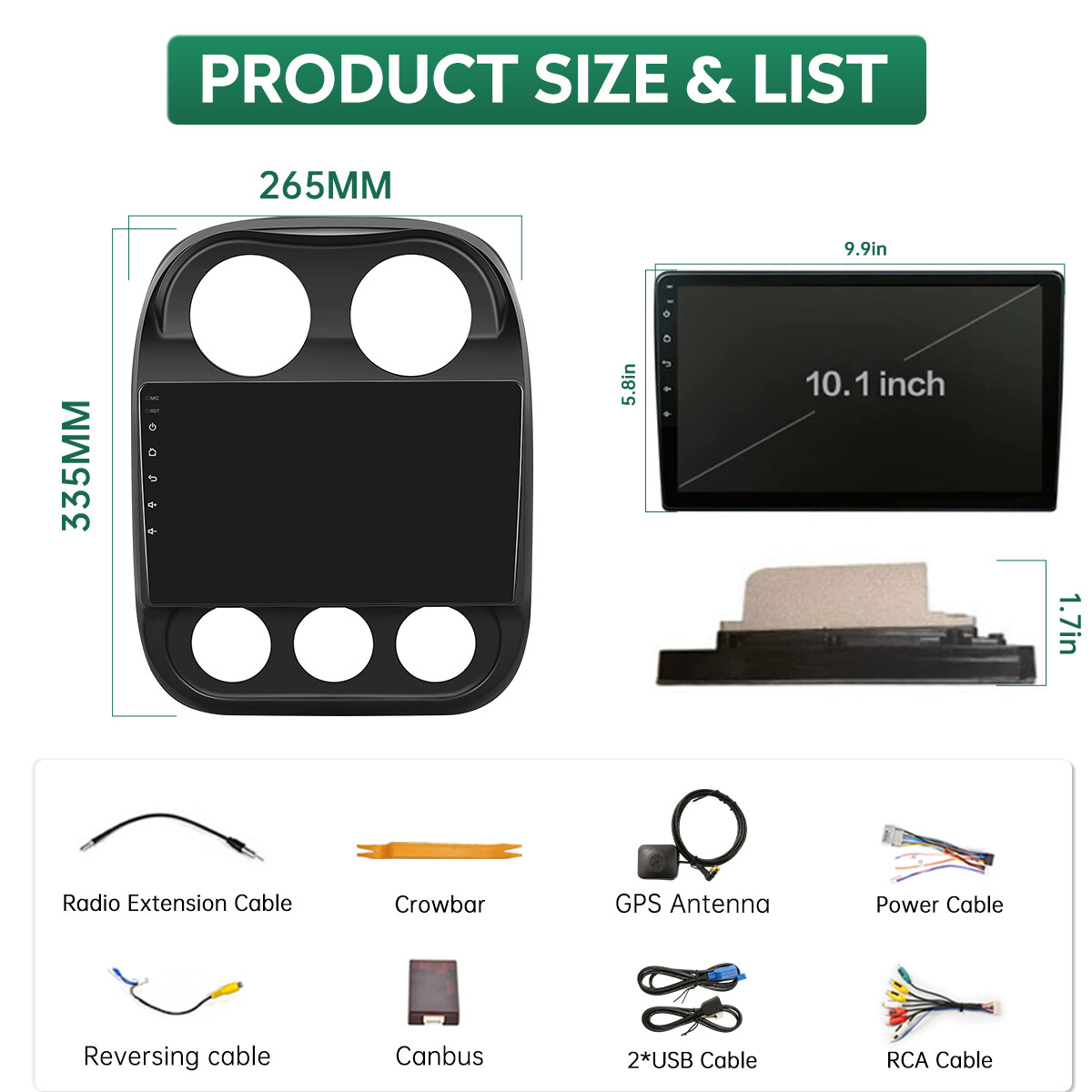10.1in For Jeep Compass 2009-2016 Android 15 Apple Carplay Car Stereo Radio GPS