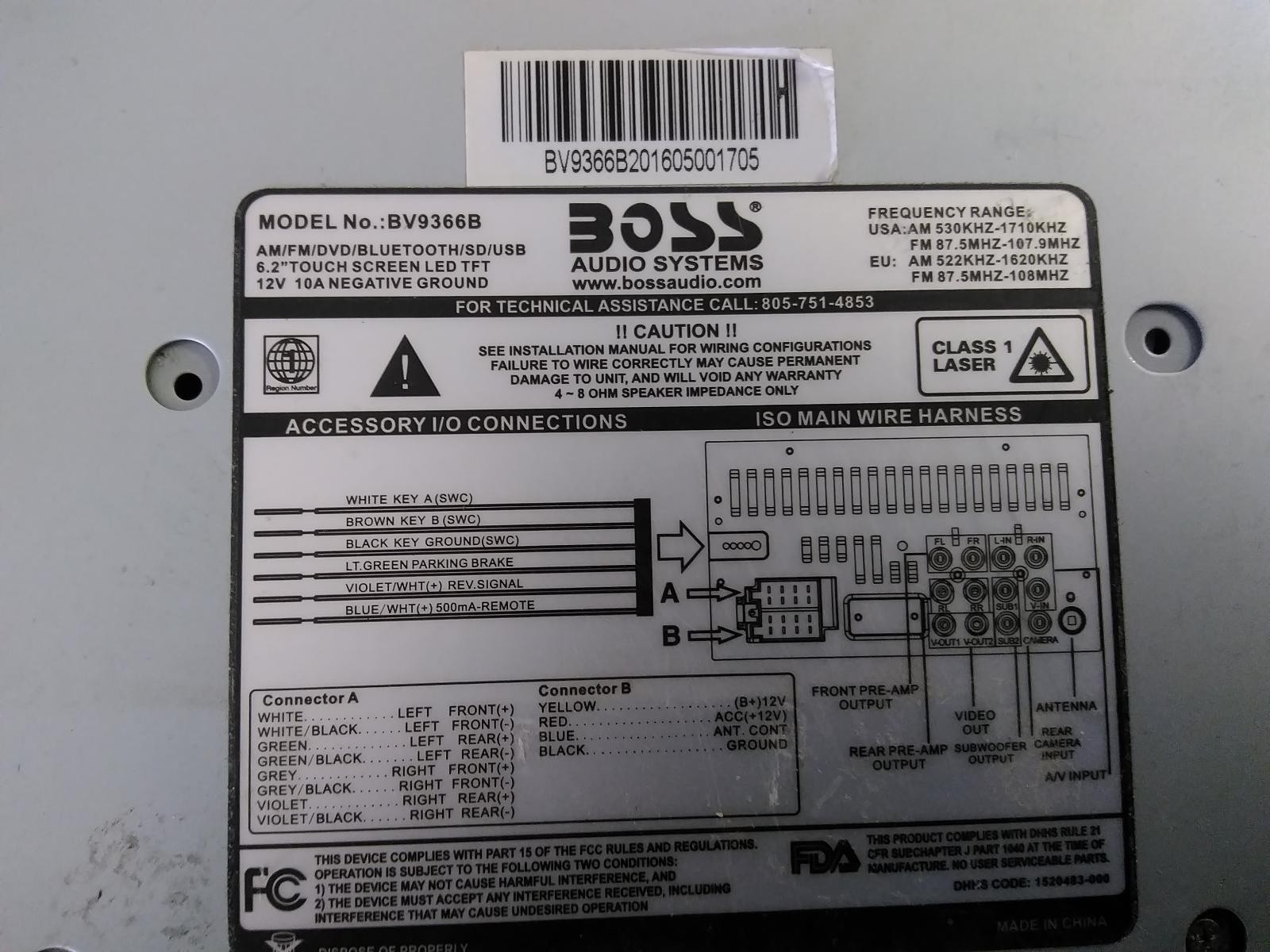 99-2002 Ford F-250SD Aftermarket Boss BV9366B AM-FM-DVD-BT-SD-USB Radio Receiver