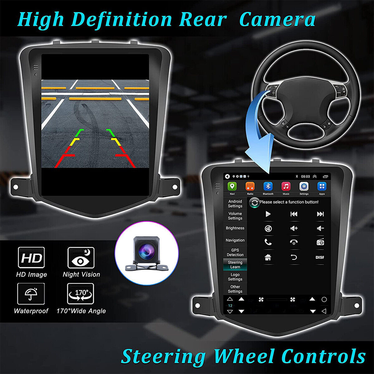 Car Apple Carplay Radio Android 12 GPS Stereo RDS SWC For Chevy Cruze 2011-2015