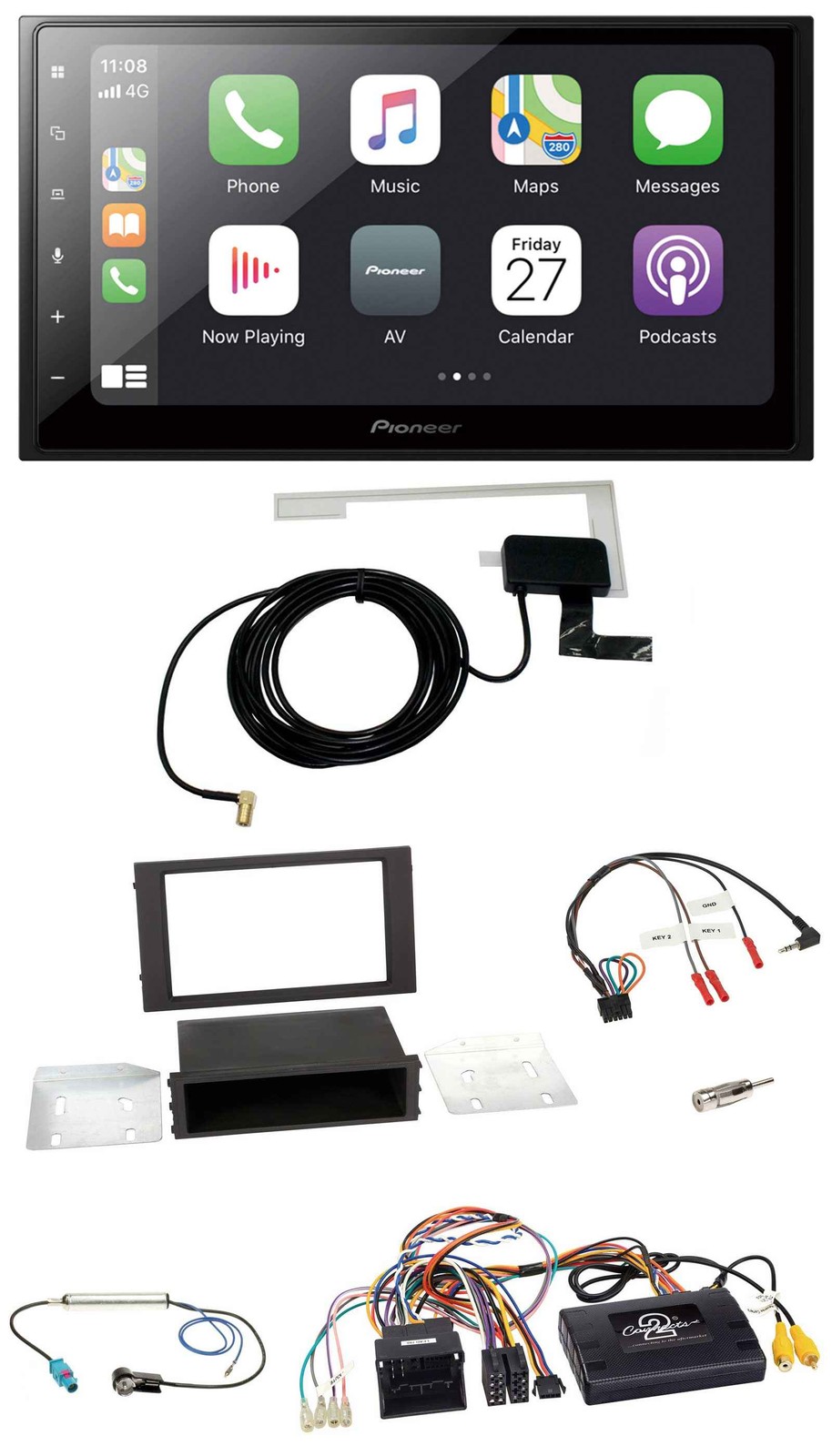 Pioneer USB Steering Wheel 2DIN Bluetooth DAB Car Stereo for Seat Leon 2012-2020 PDC Dis