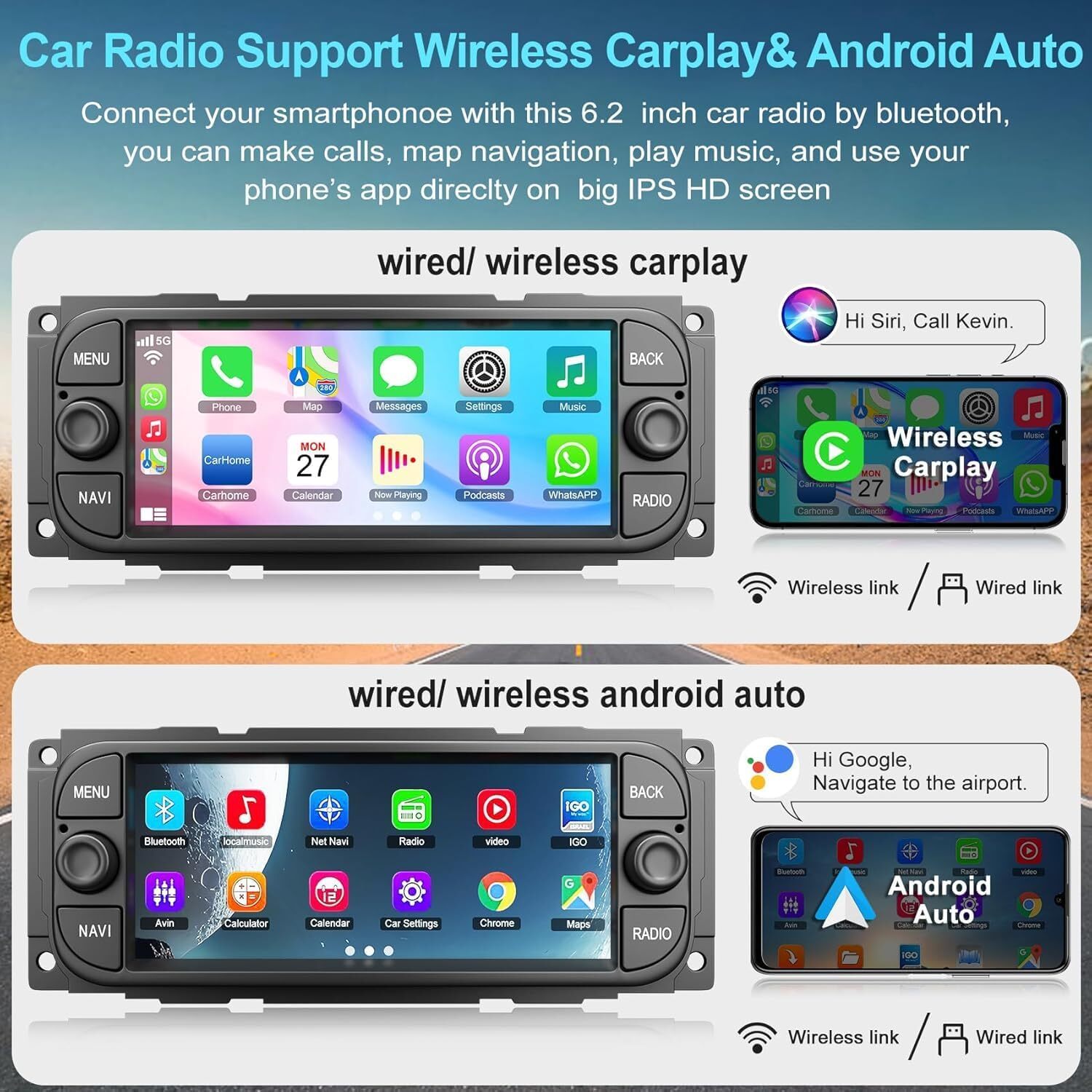 6.86″ Android 13 CarPlay For Chrysler PT Cruiser 2001-2005 Car Stereo Radio GPS