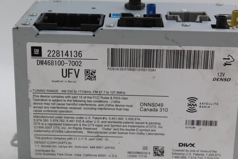 Audio Equipment Radio Receiver AM-FM-DVD-MP3-navig 2012 CHEVROLET VOLT OEM 20668
